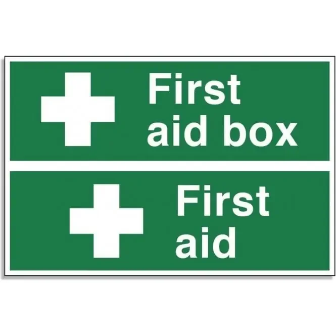 ‘First Aid Box‘ / ‘First Aid‘ (Sheet of 2) First Aid Sign