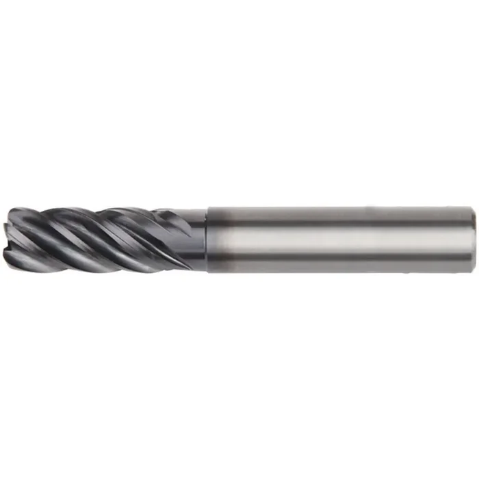 Kennametal 6 x 13 x 63mm 5 Flute Solid Carbide AlTiN Coated 38° Helix End Mill with 1mm Radius HARVI II