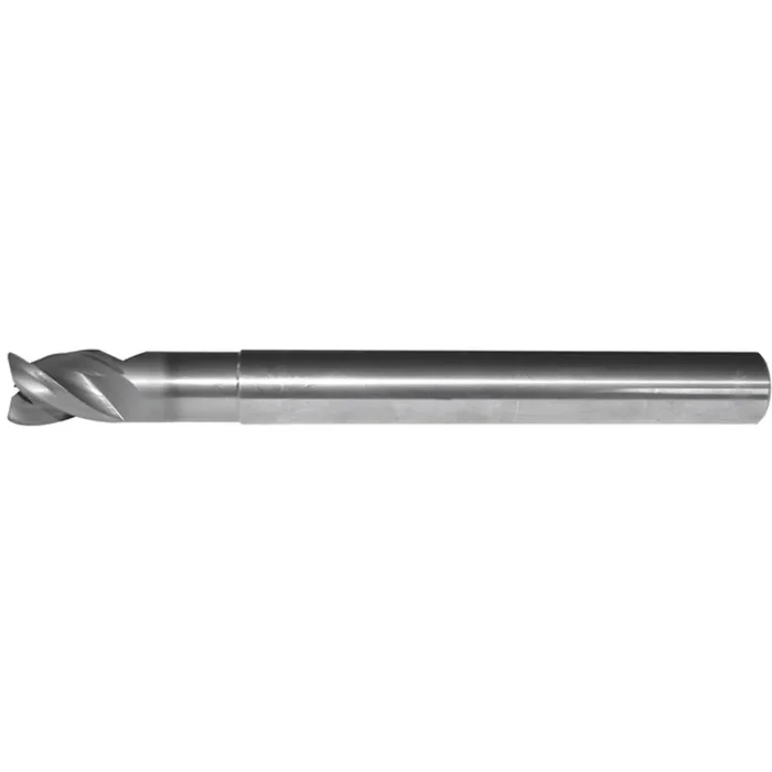 Kennametal 6 x 9 x 63mm 3 Flute Solid Carbide Uncoated 38° Helix Reduced Neck End Mill with 0.2mm Radius