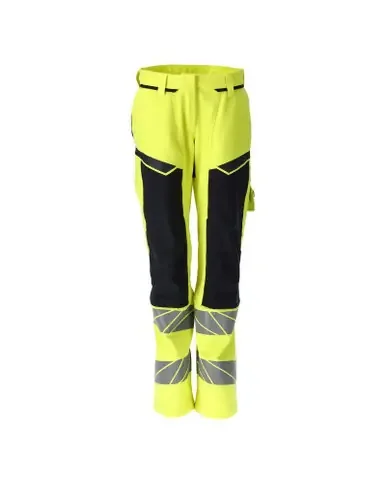 Mascot® Accelerate Ladies fit DIAMOND MULTISAFE Trousers with kneepad pockets, Hi-vis yellow/navy