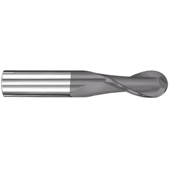 SGS 3/4 x 1-1/2 x 4in 2 Flute Solid Carbide Ti-NAMITE-A Coated Ball Nose Mill with Straight Shank 30596