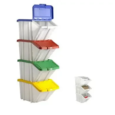Topstore Multi Function Picking Bins with Lids. Mixed colour lids, 50 Ltr