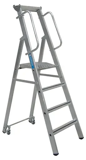 ZARGES Mobile Master Step Ladder with Double Handrails